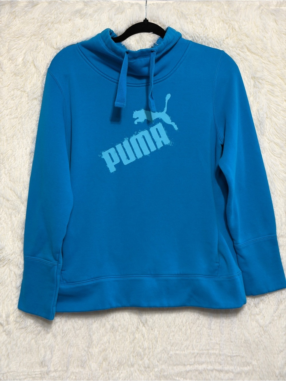 Puma Womens High Neck Sweatshirt Size L Blue Sporty Athleisure Comfy Athletic